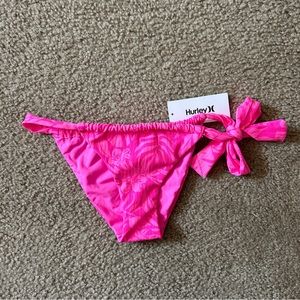 NWT Hurley, Jungle Walk Cheeky Soft Tie Bikini Bottom, Size Women’s Small, pink